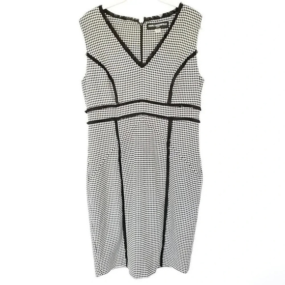 KARL LAGERFELD X ITALIA INDEPENDENT Dress Size 12 Houndstooth Print Knee-Length - Picture 2 of 12